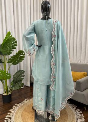 sky silk blend salwar suit with dupatta 2
