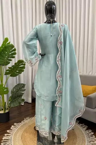 sky silk blend salwar suit with dupatta