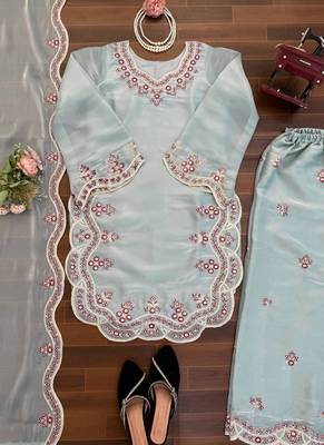 sky silk blend salwar suit with dupatta 3