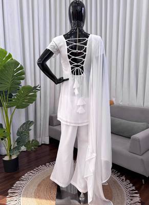 white georgette salwar suit with dupatta 2