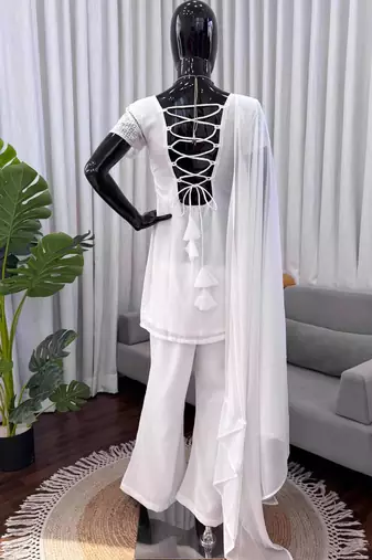 white georgette salwar suit with dupatta