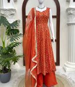 orange georgette salwar suit with dupatta