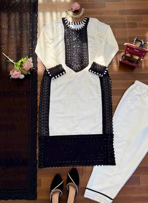 white crepe salwar suit with dupatta 2