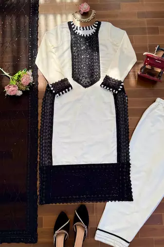 white crepe salwar suit with dupatta