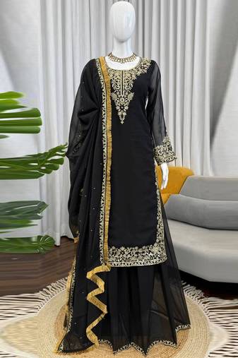 black georgette salwar suit with dupatta