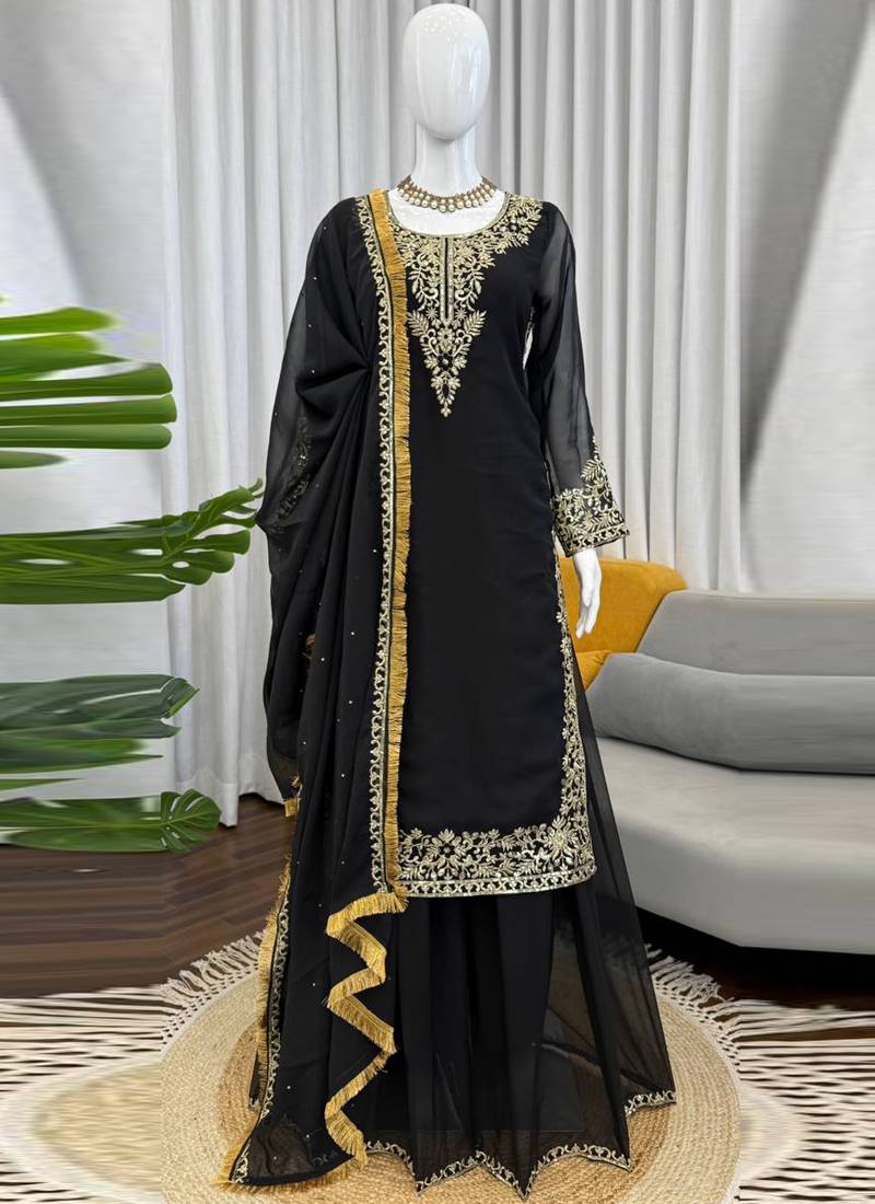 black georgette salwar suit with dupatta