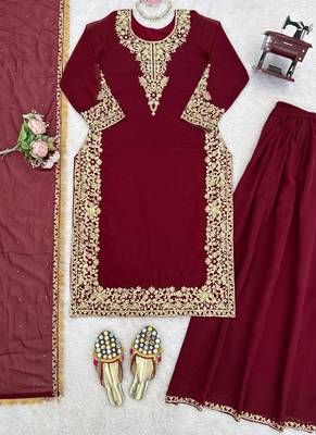 maroon georgette salwar suit with dupatta 2