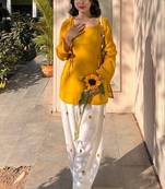 yellow rayon kurta set