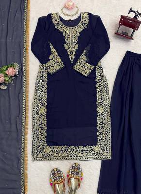 navy blue georgette salwar suit with dupatta 3