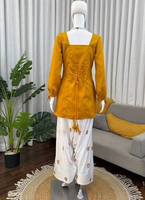 yellow rayon kurta set 3