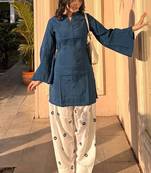 teal rayon kurta set