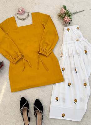 yellow rayon kurta set 4