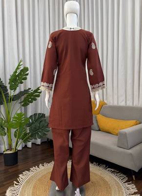brown rayon kurti bell bottom 3