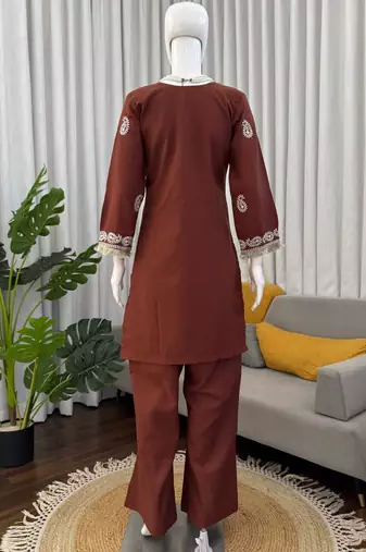 brown rayon kurti bell bottom