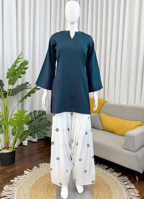 teal rayon kurta set 2