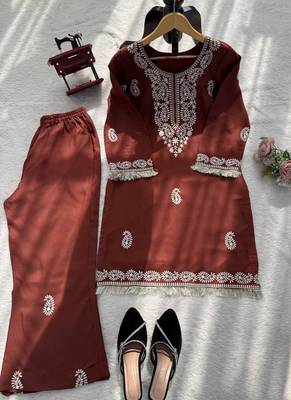 brown rayon kurti bell bottom 4