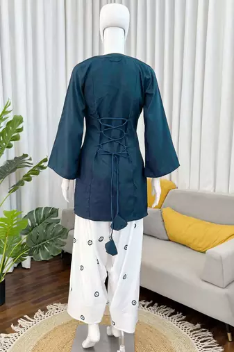 teal rayon kurta set
