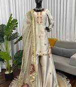 beige georgette salwar suit with dupatta
