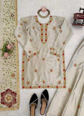 beige georgette salwar suit with dupatta 3