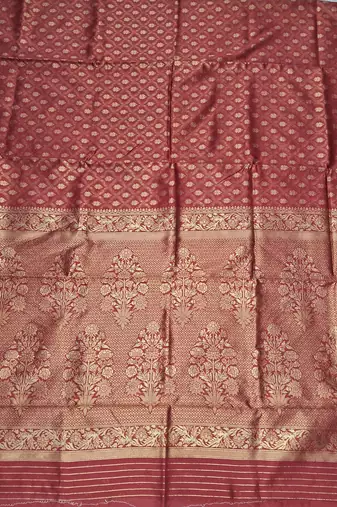 Red color weaving work Banarasi silk blend saree with blouse