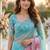 Blue Color Digital Print And Real Mirror Work Silk Blend Saree
