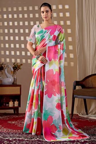 Elegant Multicolor Floral Printed Saree for Women