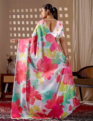 Elegant Multicolor Floral Printed Saree for Women 3