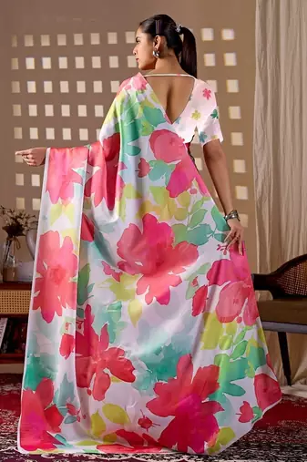 Elegant Multicolor Floral Printed Saree for Women