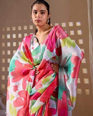 Elegant Multicolor Floral Printed Saree for Women 4