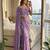 lavender embroidered satin saree