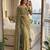 olive embroidered satin saree