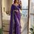blue embroidered satin saree