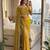 mustard embroidered satin saree