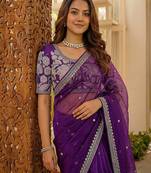 blue embroidered art_silk saree