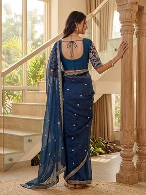 sky_blue embroidered art_silk saree 2