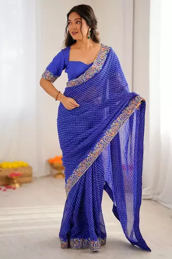 sky_blue embroidered faux_georgette saree