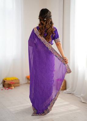 blue embroidered faux_georgette saree 4