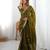 olive embroidered satin saree
