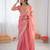 pink embroidered satin saree