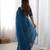 blue embroidered satin saree