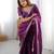 purple embroidered satin saree