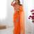 orange embroidered organza saree