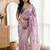Lavender Color Embroidery theard Work Satin Saree