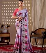 Elegant Lavender Floral Printed Saree for Women