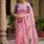 Pink Color printed with khatli work  orgrnza Saree
