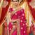 Slub chiffon wedding wear saree in rani pink with embroidery work & crystal stone work