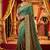 Pure sateen silk bridal wear saree in green with embroidery work & crystal stone work