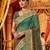 Pure sateen silk bridal wear saree in green with embroidery work & crystal stone work