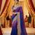 Pure sateen silk bridal wear saree in purple with embroidery work & crystal stone work