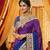 Pure sateen silk bridal wear saree in purple with embroidery work & crystal stone work